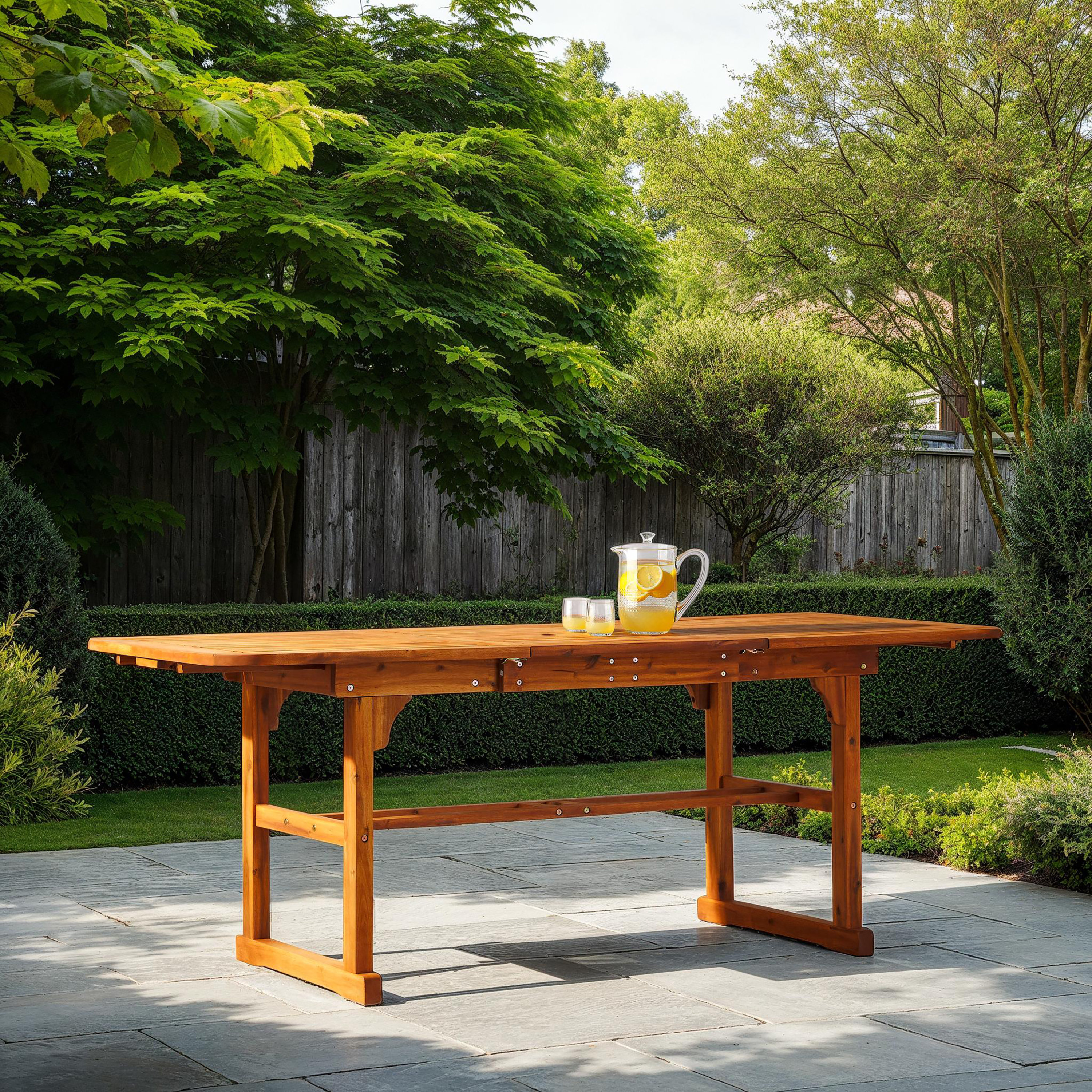 Winston Porter Alfonsi Extendable Acacia Wood Outdoor Dining Table